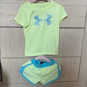Under Armour Neon Yellow and Aqua Kids Set